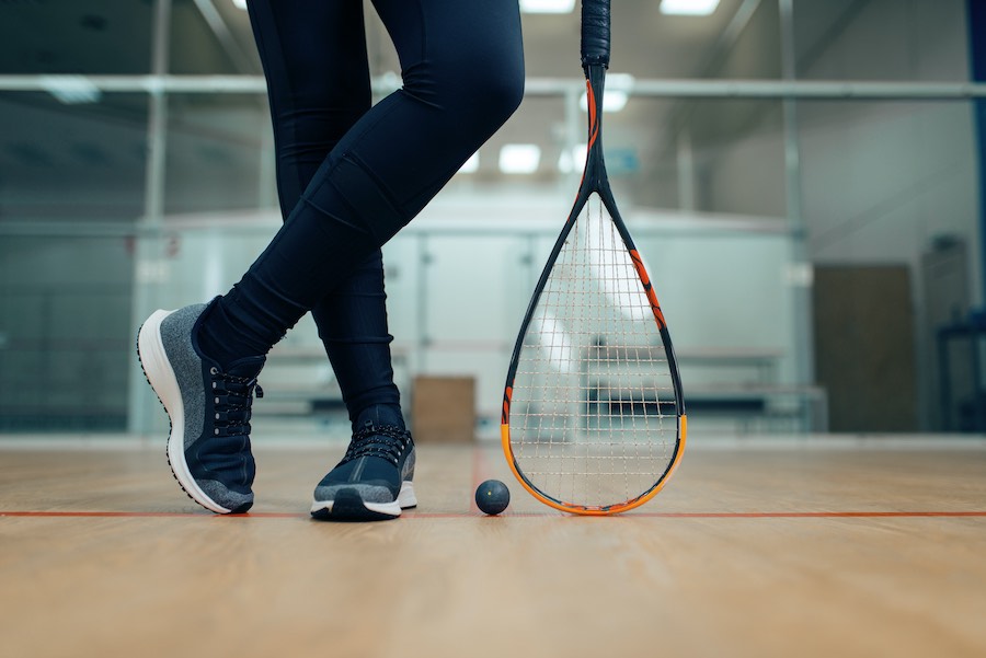 Squashracket en bal snaren motor racket en spel